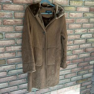 Jones New York, M, brown, faux suede, coat